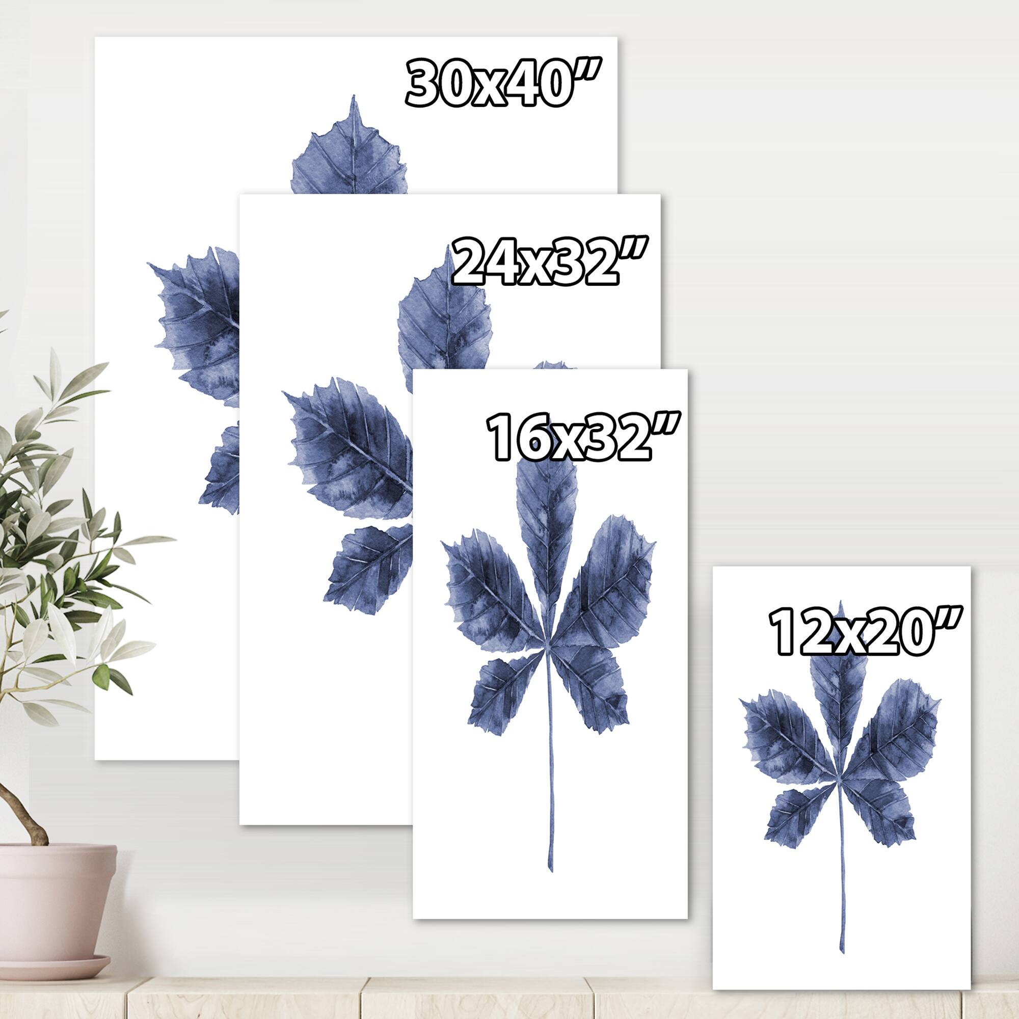 Designart - Navy Blue Chestnut Leaf